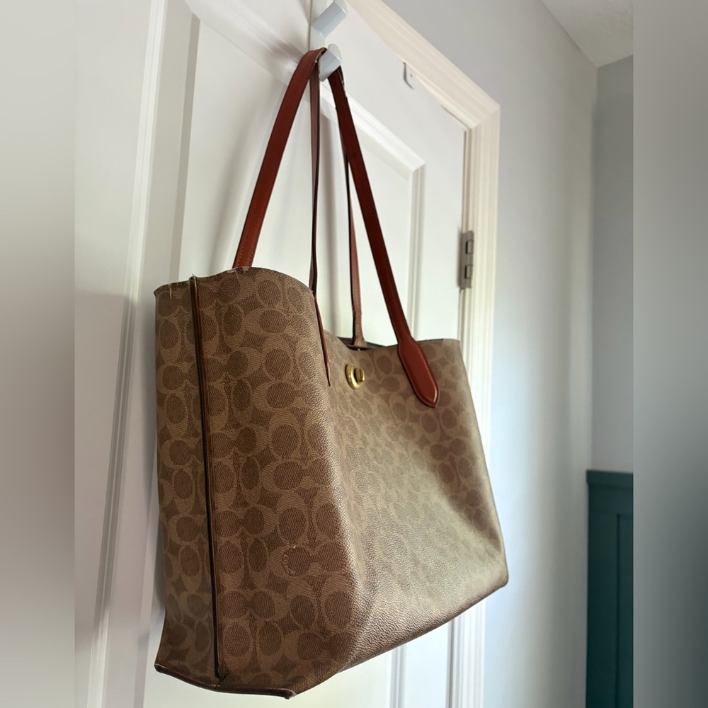 Coach Brown Signature Canvas Tote with Saddle Leather Straps - Picture 2 of 14